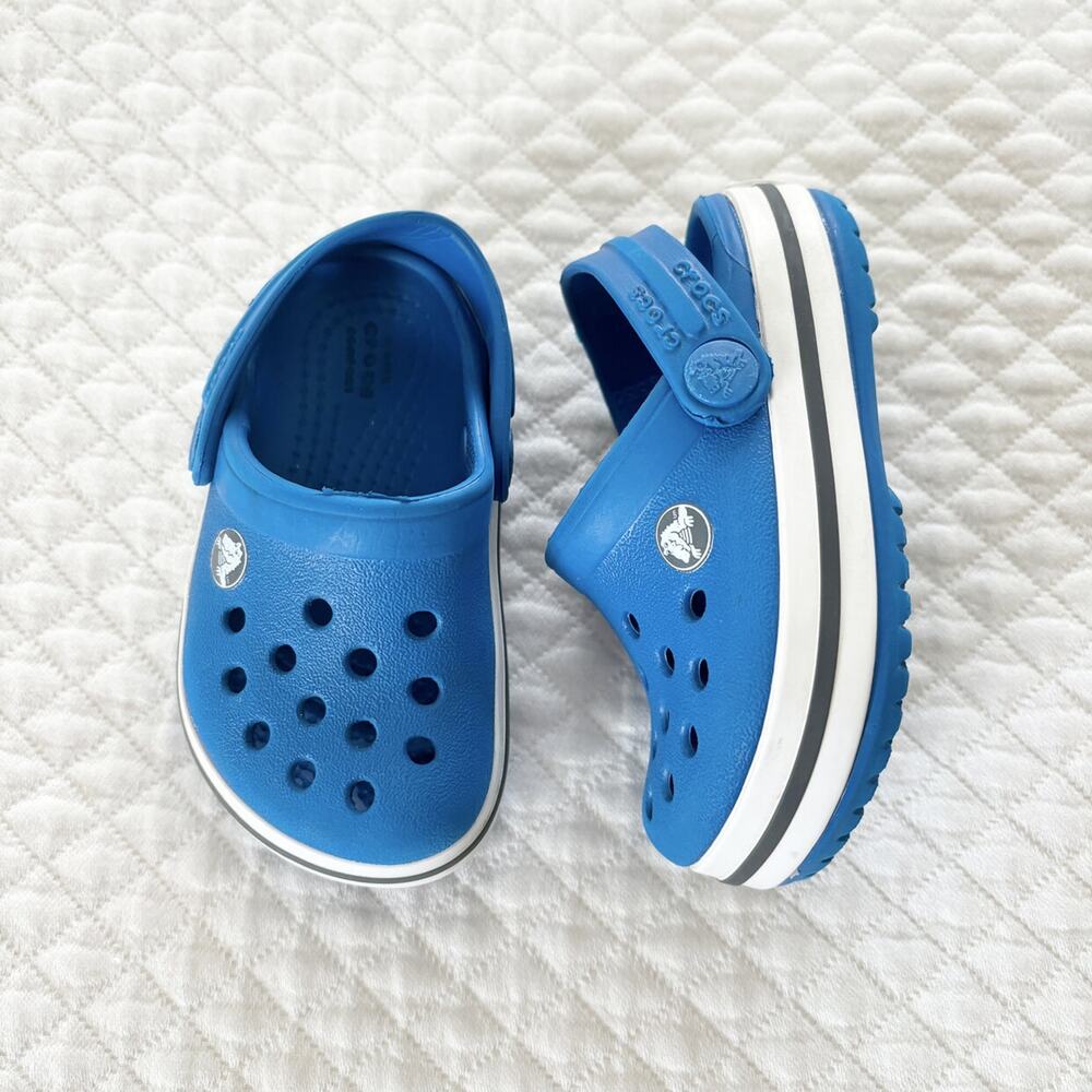 Crocs Blue Slides, Size 4